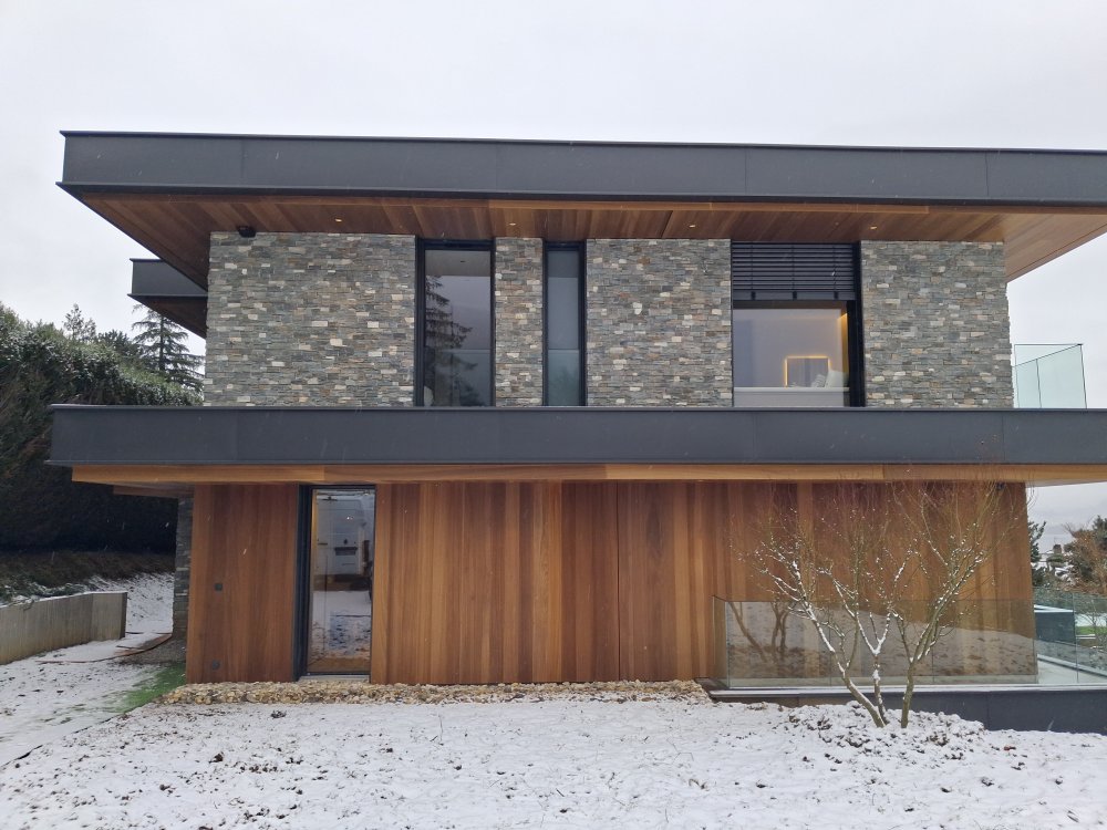 Villa contemporaine à Veyrier‑le‑Lac : menuiseries aluminium et BSO pour une ouverture totale sur le paysage